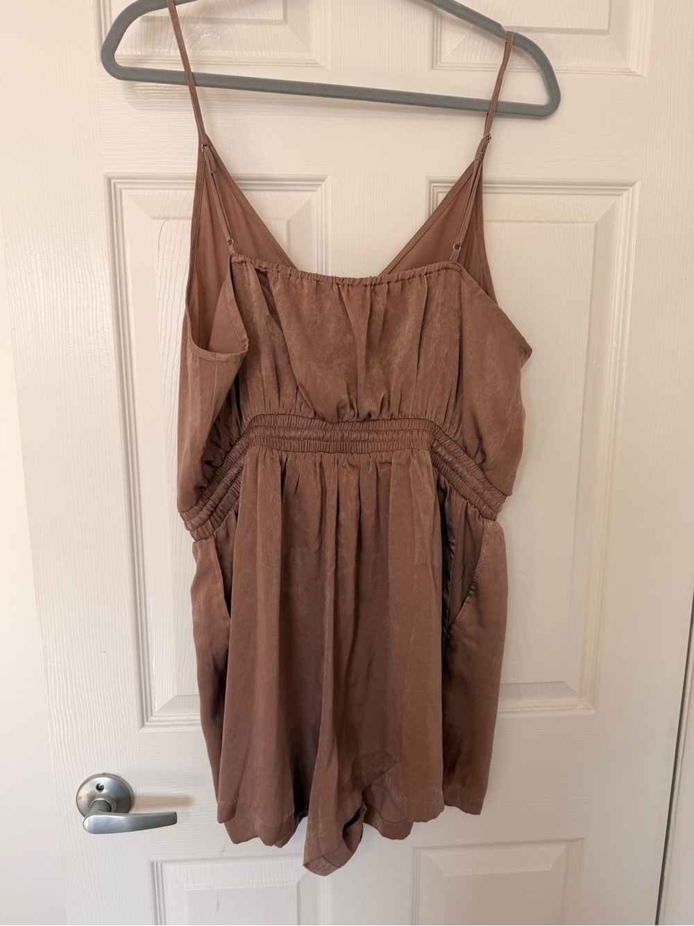 Women's Brown Sleeveless Romper - Casual V-Neck - Picture 2 of 5